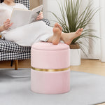 Round Pouffe Storage Footstool With Hidden Space | Pink