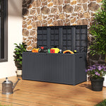 430L Large Garden Storage Box – Wooden Style Outdoor Storage Box, Waterproof, Durable & Easy to Assemble (No Wheels) | Grey