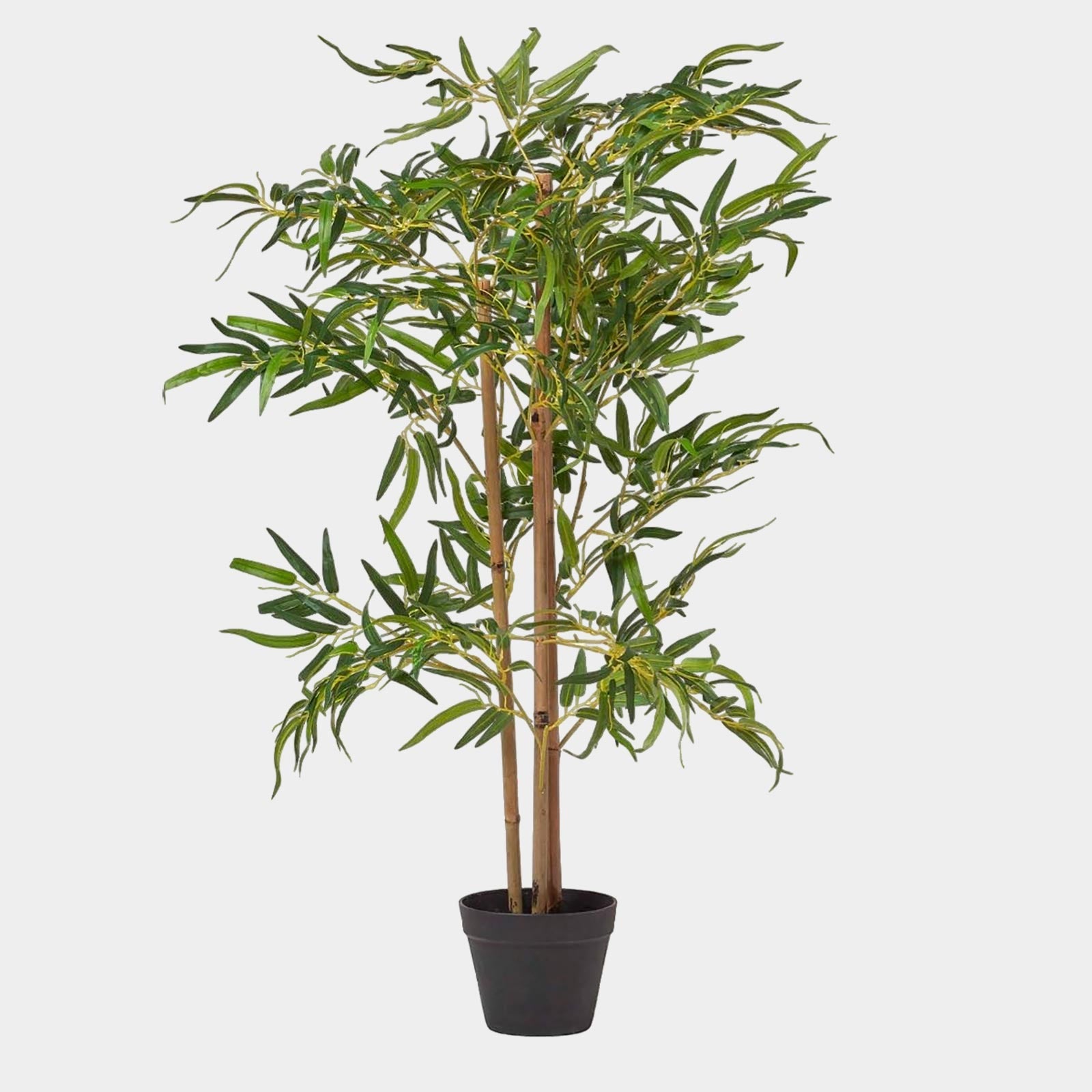 Artificial Green Handcrafted Tall Bamboo Tree In Black Pot, 100 Cm