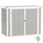 4.7 X 2.5ft Lockable Garden Shed, Double Bin Storage Shed | Light Grey