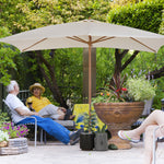 Wooden Garden Parasol Sun Shade Outdoor Umbrella Canopy | Cream