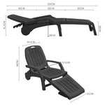 Outdoor Folding Lounge Chair Recliner With Wheels | Black