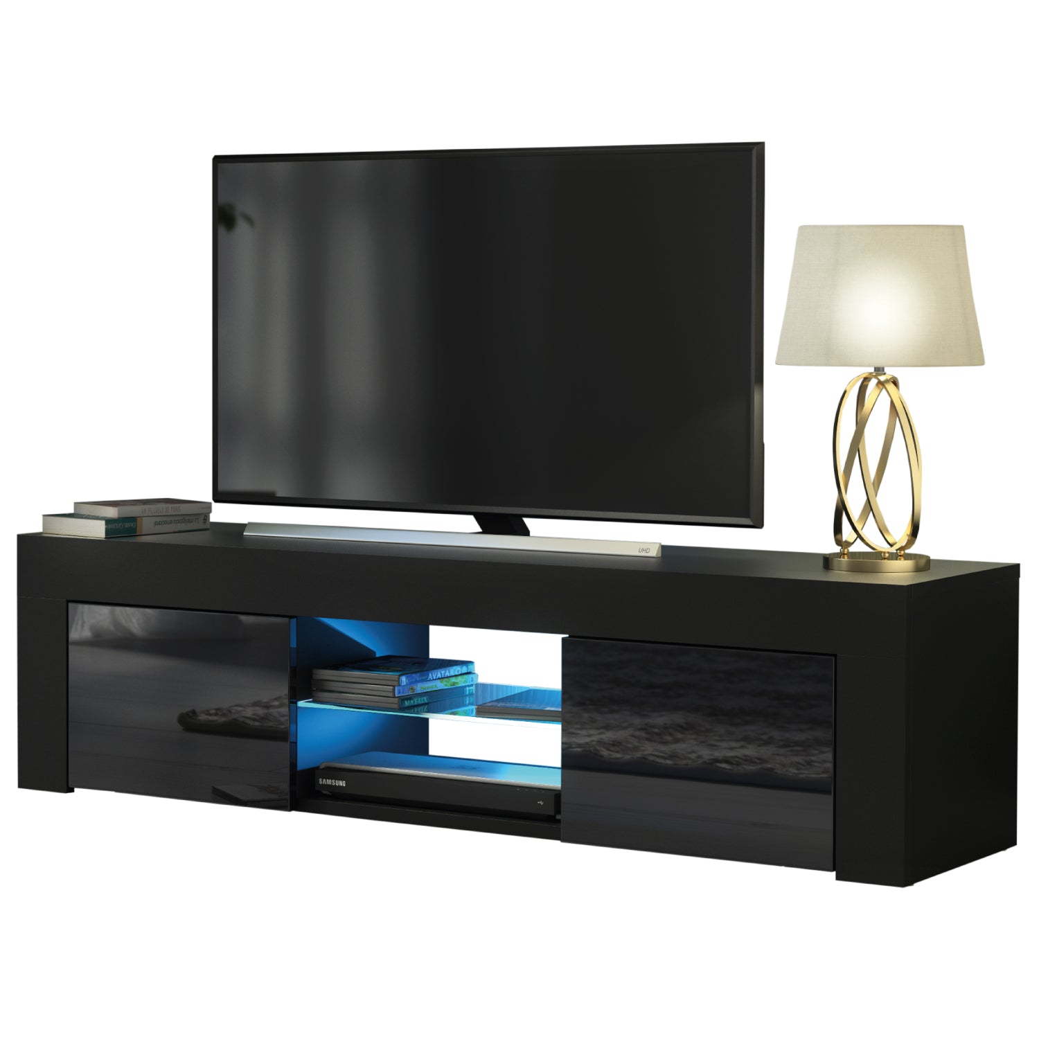 Loom Tv Unit 130cm With Led Lights | Black
