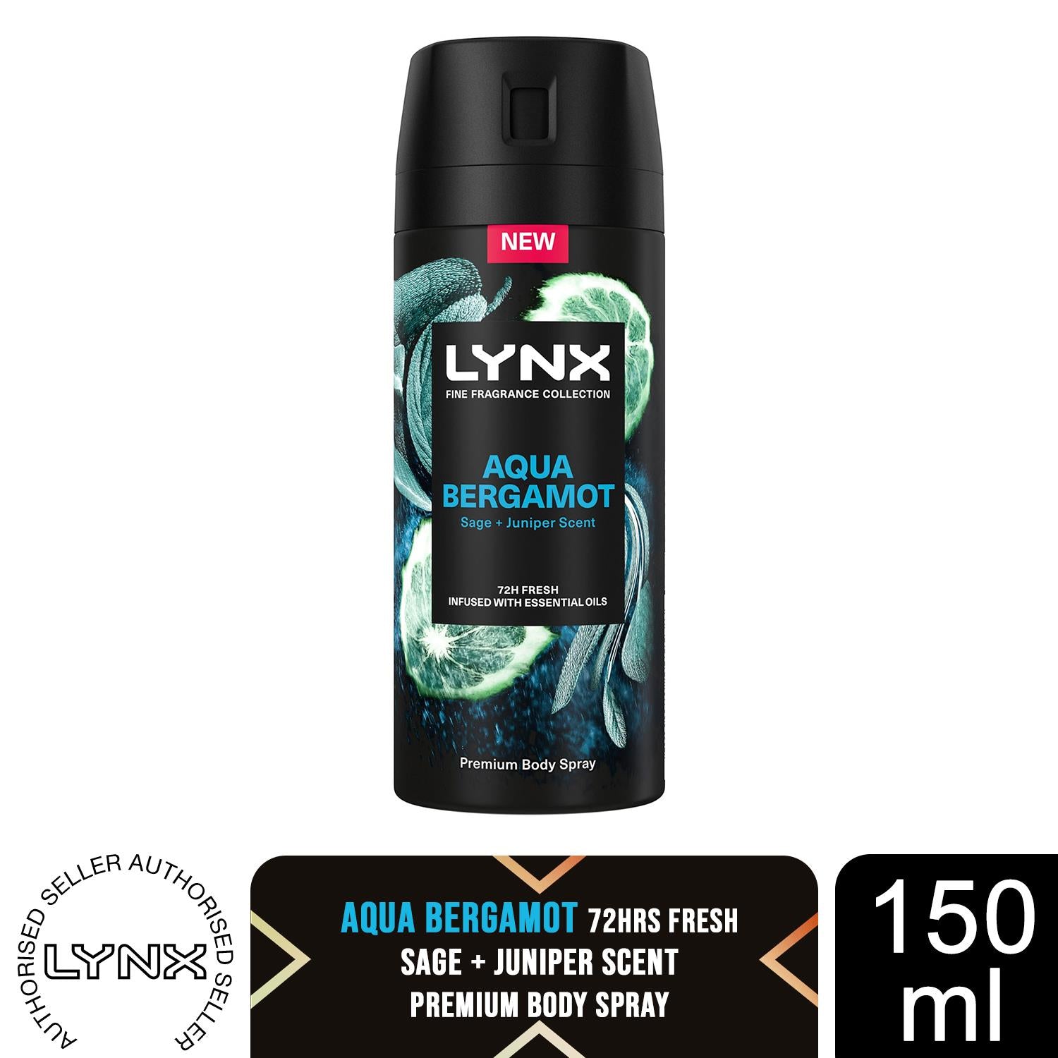 Fine Fragrance Collection Aqua Bergamot Premium Deodorant Body Spray, 150ml