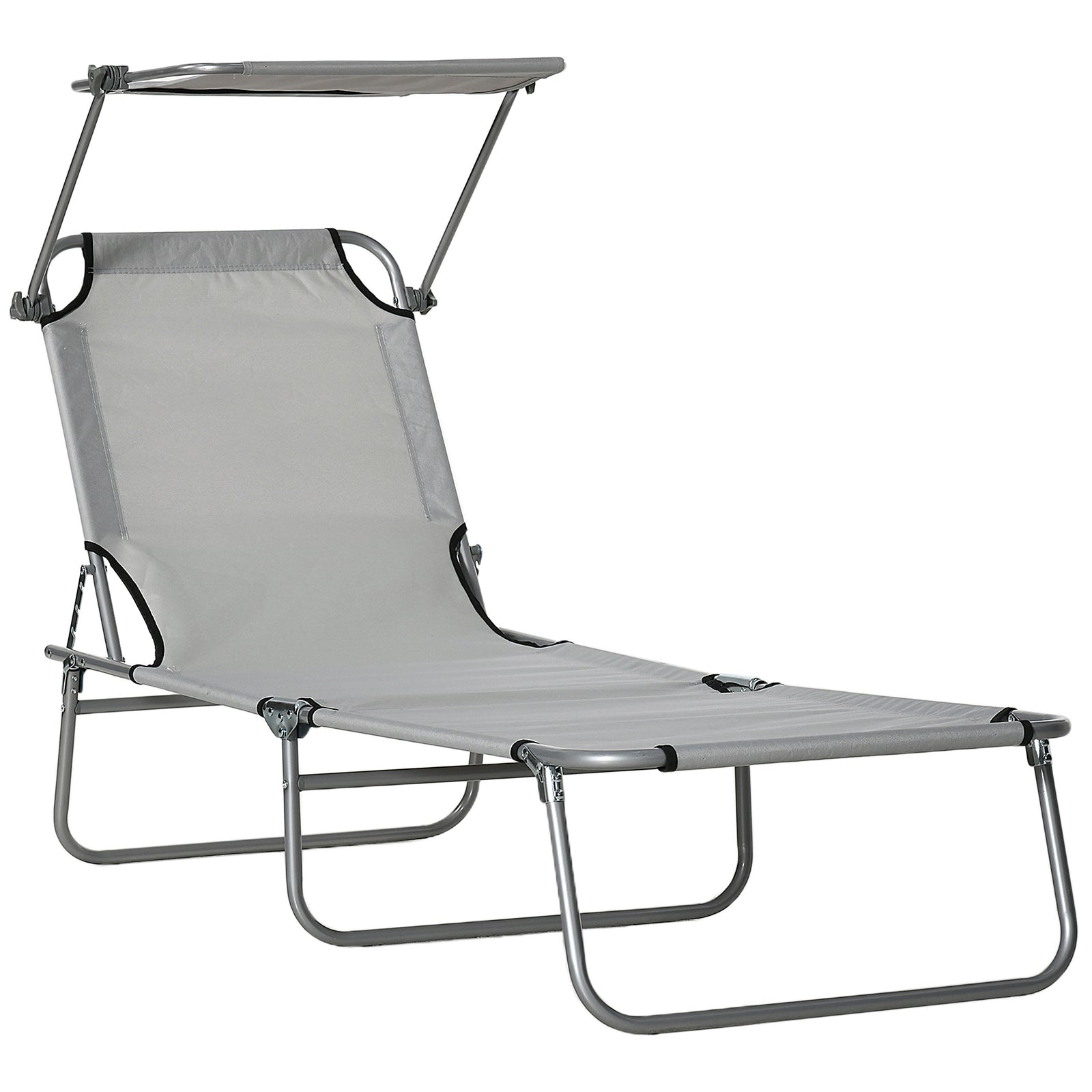 Reclining Sun Lounger Folding Recliner Garden Chair | Set-of-1 | Gray