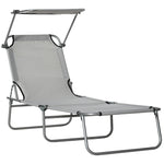 Reclining Sun Lounger Folding Recliner Garden Chair | Set-of-1 | Gray
