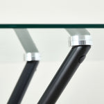 Modern Miami Rectangle Glass Dining Table With Starburst Black Legs | Black