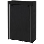 Fabric Wardrobe W/ Shelves Hanging Rail Foldable Closets | Black