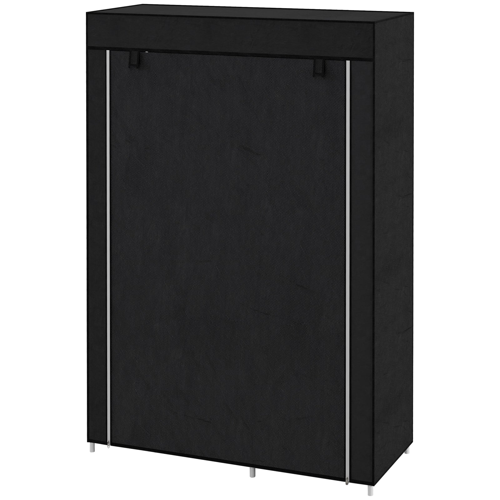 Fabric Wardrobe W/ Shelves Hanging Rail Foldable Closets | Black