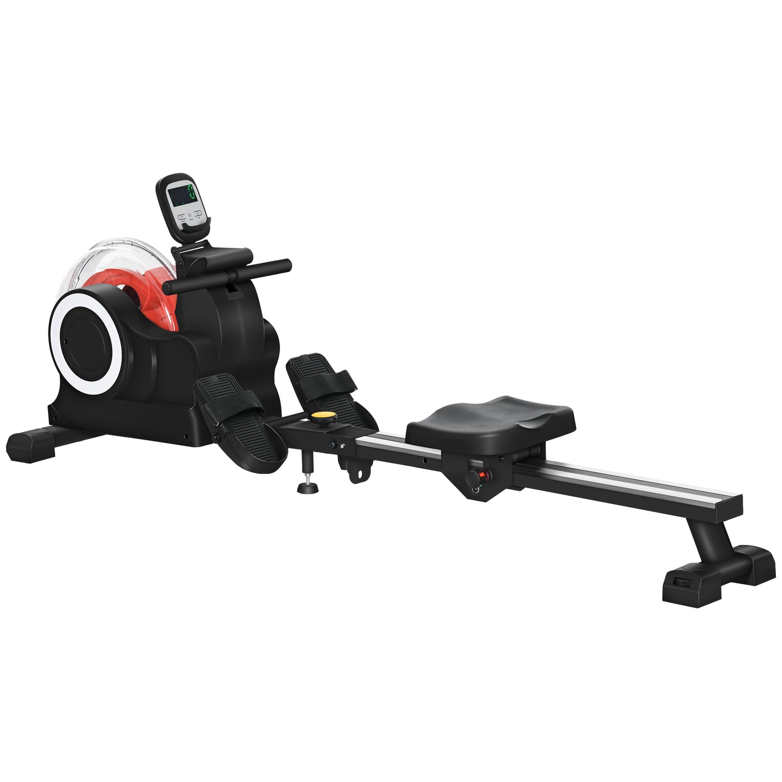 Foldable Water Rowing Machine With Wheels And Lcd Monitor | Black