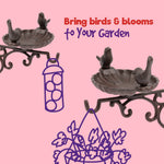 Petlicity Wall Mounted Cast Iron Bird Bath And Feeder Garden Bird Bath Basin With Bracket Rustic Outdoor Decor