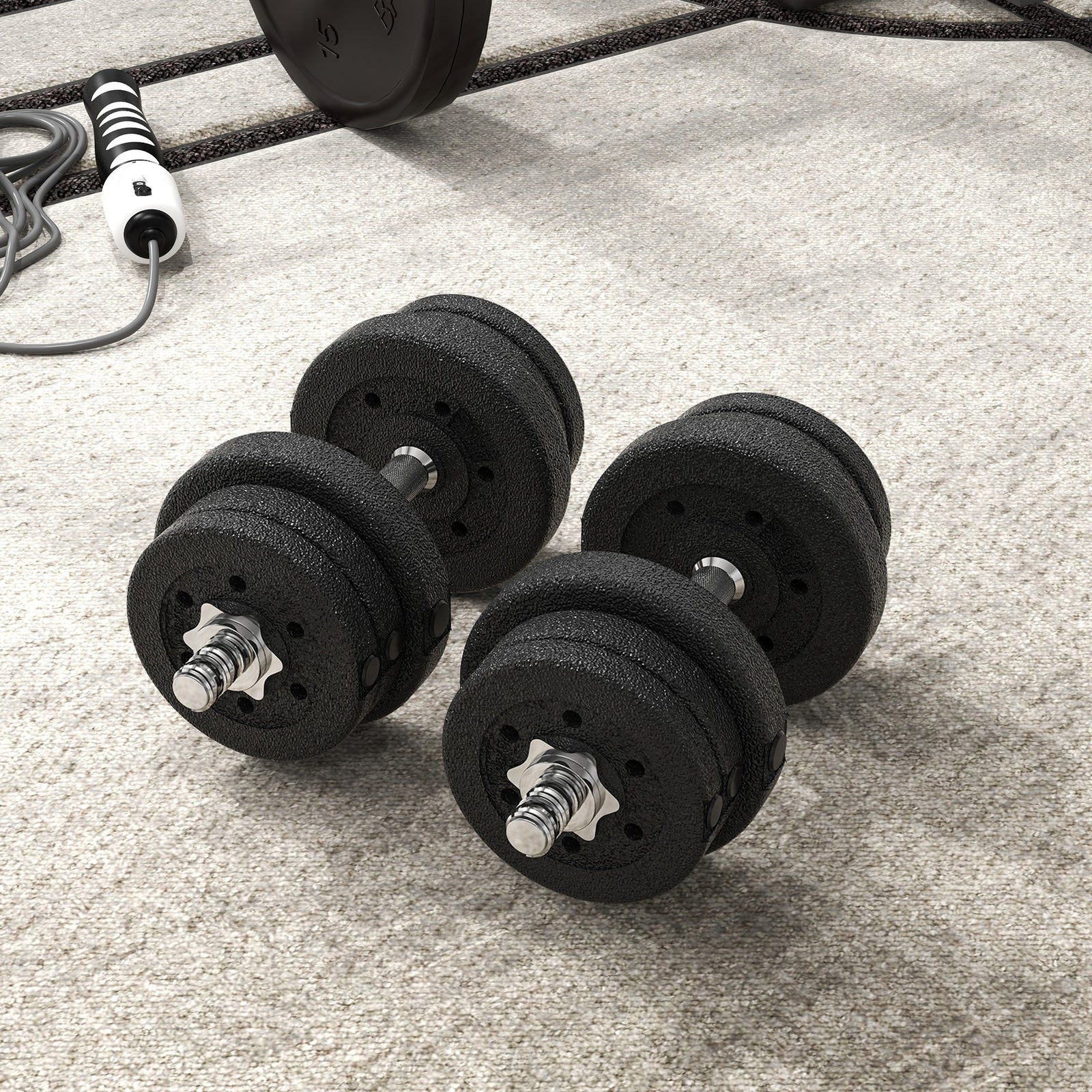 25kg Adjustable Dumbbells Weight Set | Black
