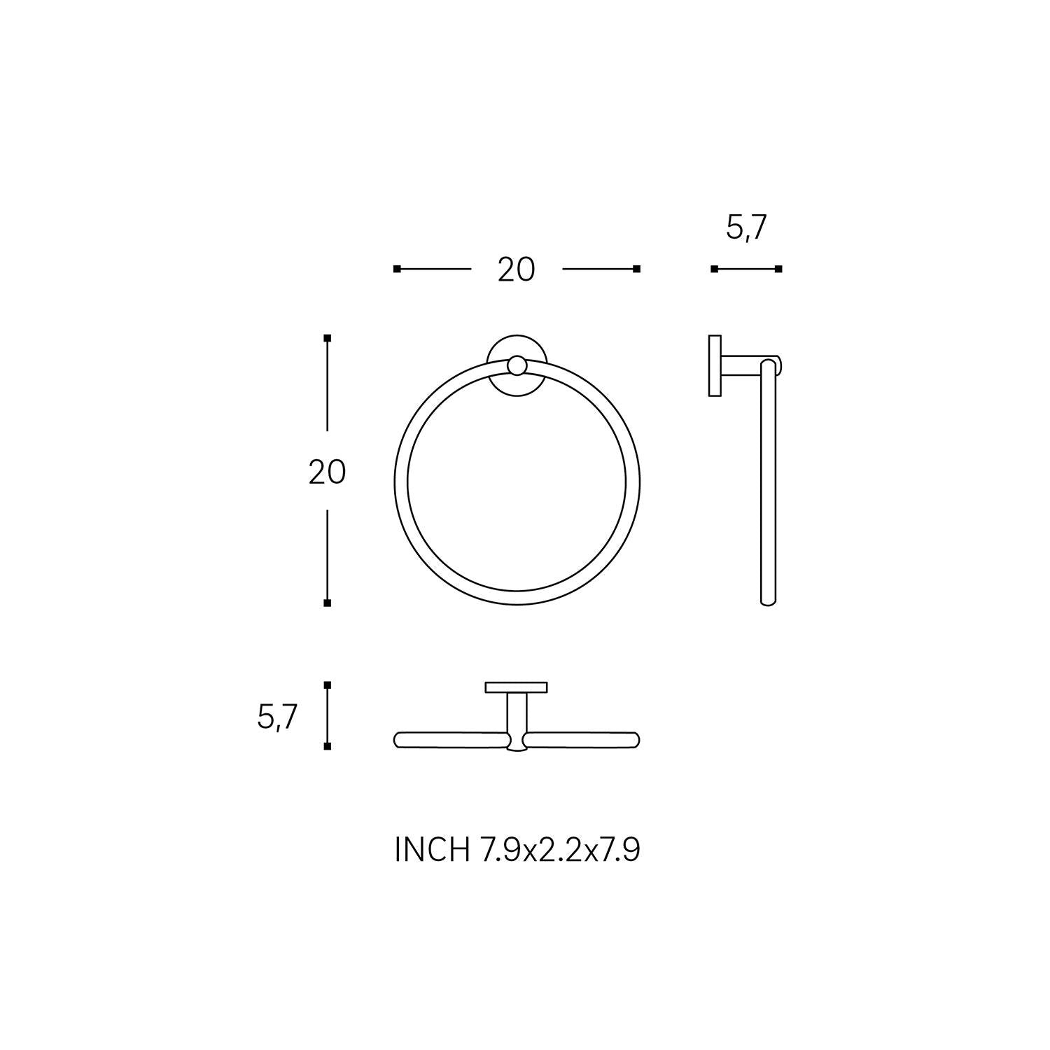 Towel Ring, 20cm, Matt Black, Hidden Fixings, Start Collection