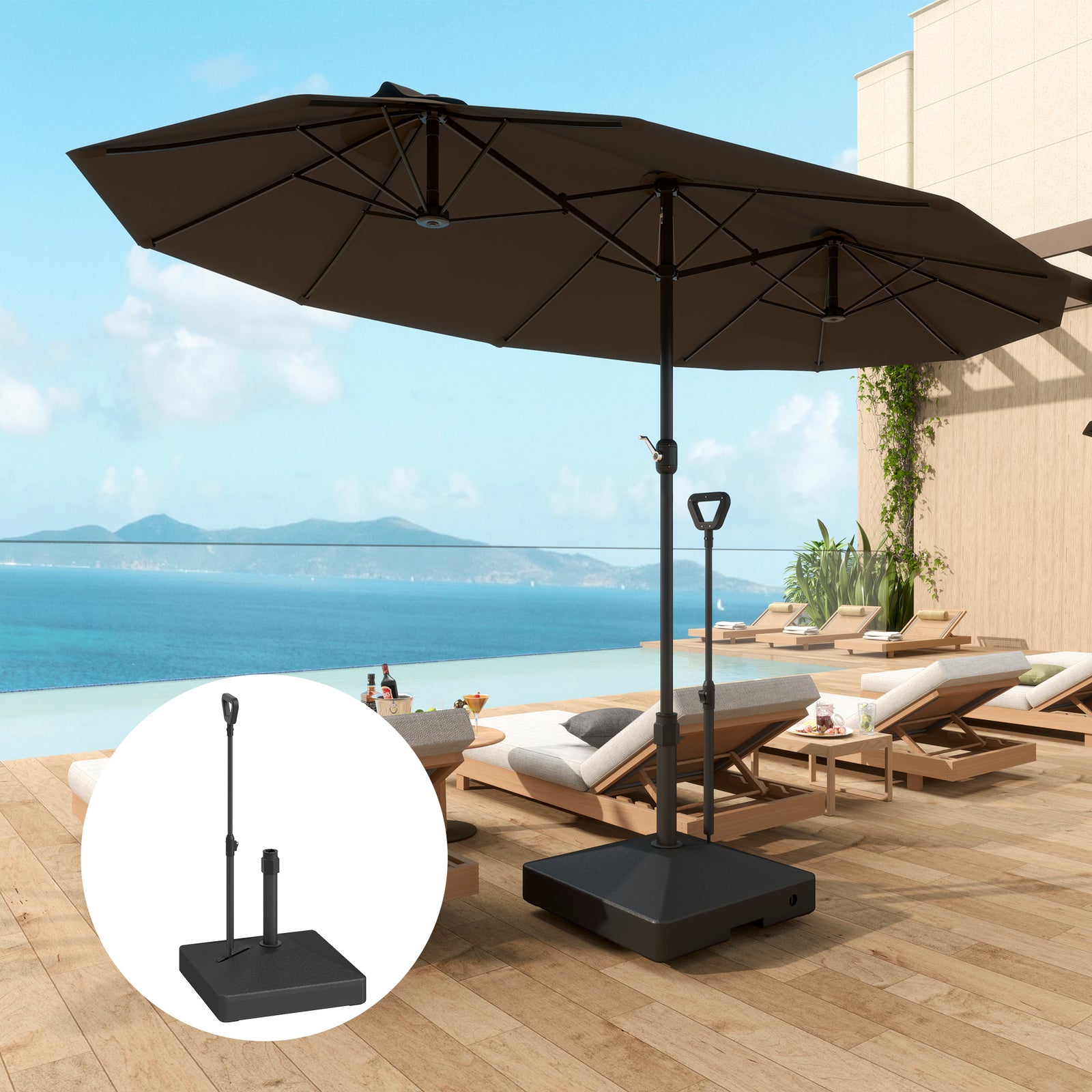 Garden Parasol Base Parasol Stand, Sand/water Filled, Black