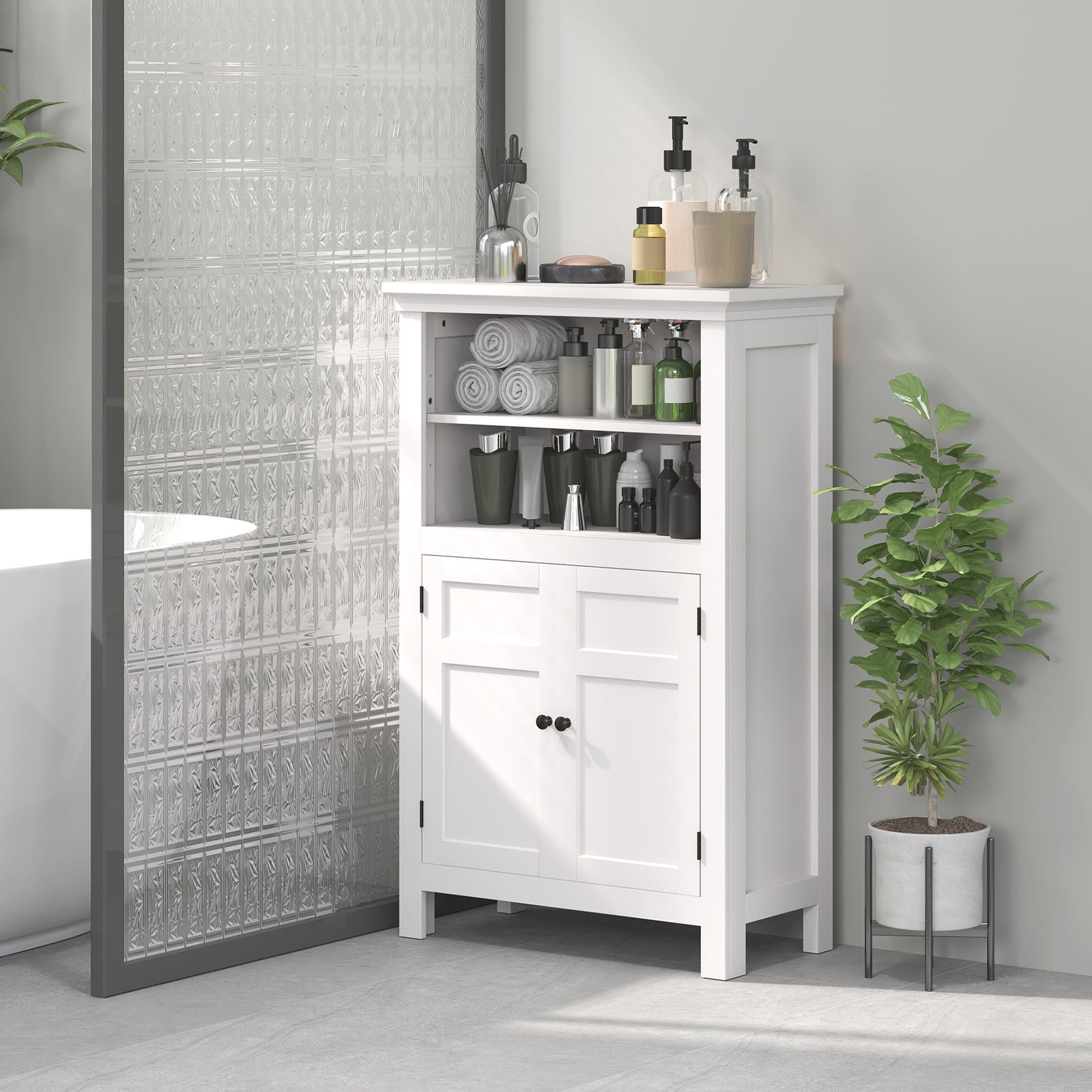 Modern Bathroom Storage Cabinet, White