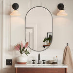 40x70cm Modern Oval Wall Mirror Metal Wall Mirror | Black