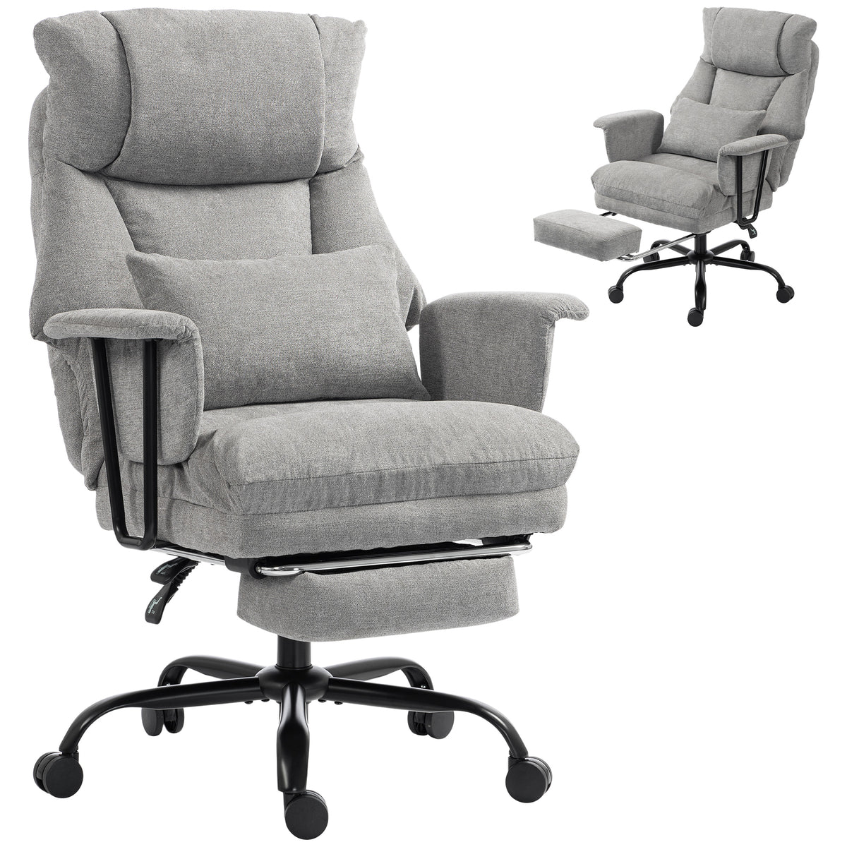180kg Office Chair, Desk Chair With Lumbar Support | Grey