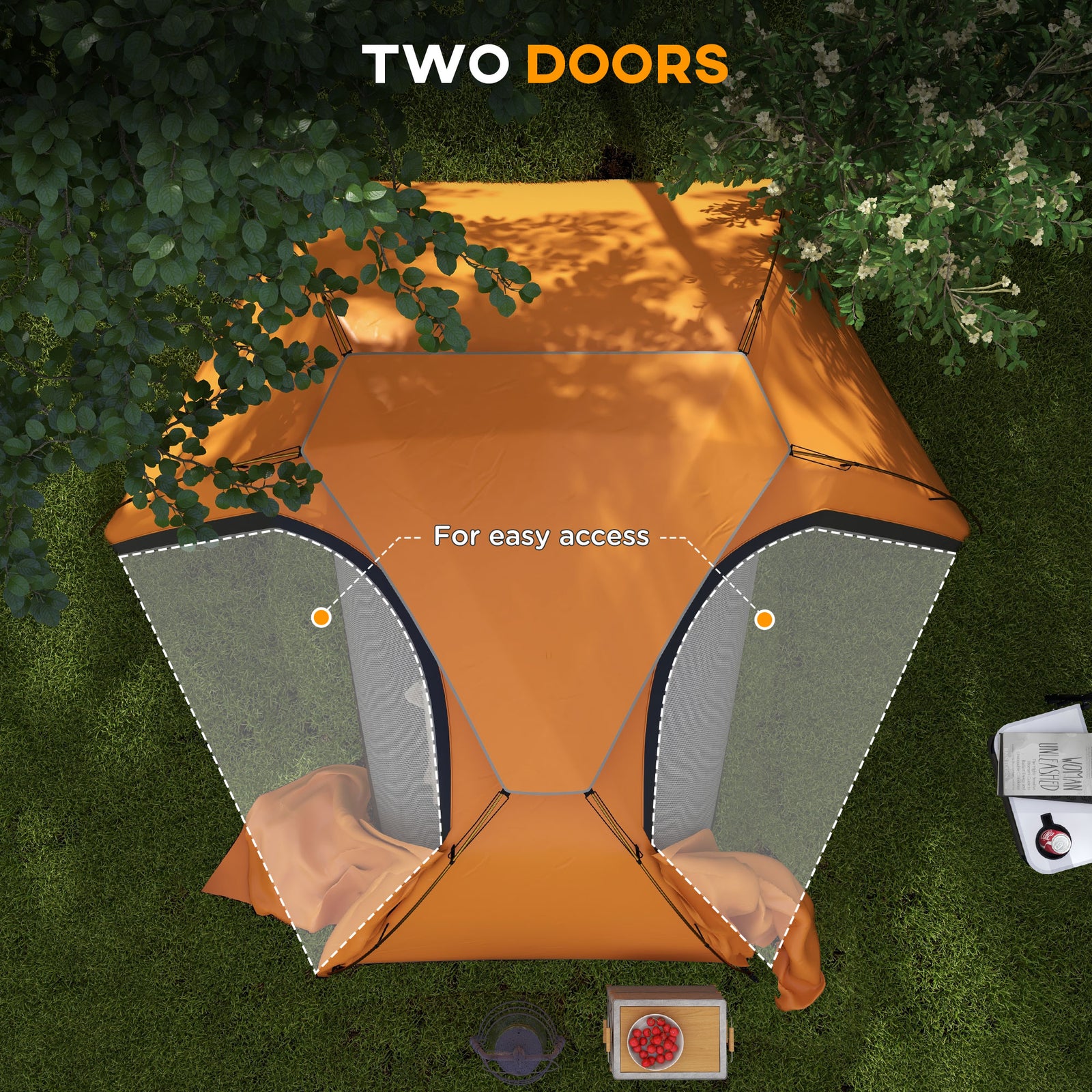 Camping Tent Dome Tent With Removable Rainfly For 1-2 Man | Orange