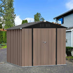 Metal Garden Shed 4x6ft/6x8ft Outdoor Storage Yard Tool Shed Tool Box Lockable | Large | Brown