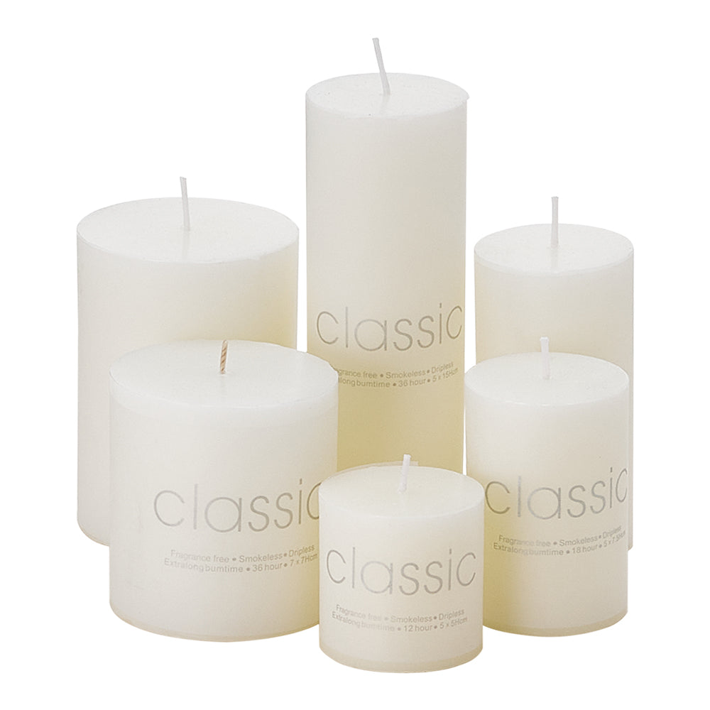 6pcs Unscented Pillar Candles Set