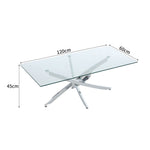 Rectangular Tempered Glass Dining Table With Chrome Cross Legs | Medium