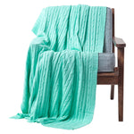 Combed Cotton Cable Knit Throw | 130cm x 170cm | Green