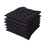 100% Cotton Seat Pads Plain Chair Cushions For Dining Room, Kitchen, Or Outdoor Garden Use | Set-of-6 | Black