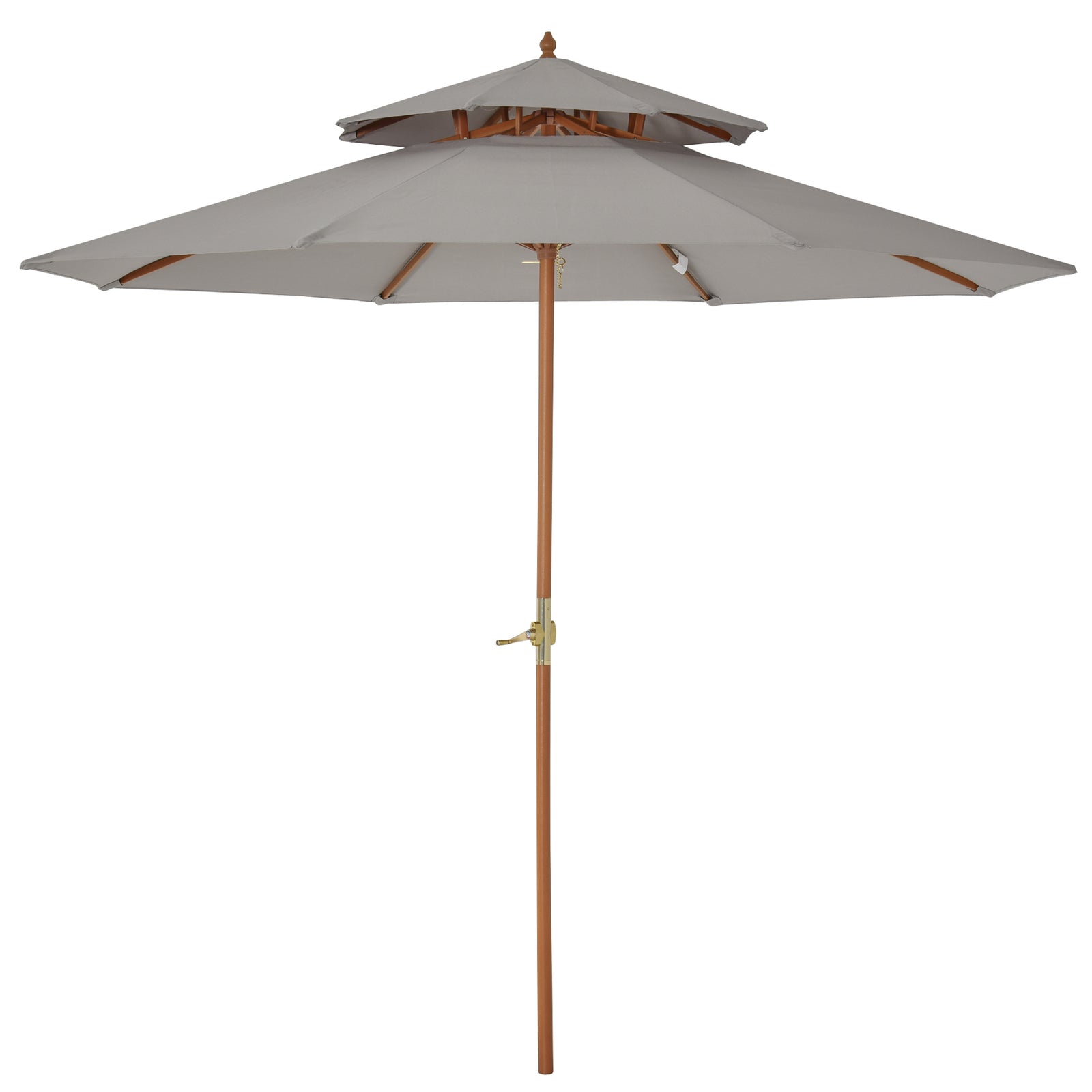 2.7m Double Tier Patio Umbrella Sunshade Parasol | Gray