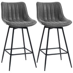 Swivel Bar Stools Set Of 2, Pu Leather Upholstered Bar Chairs | Grey