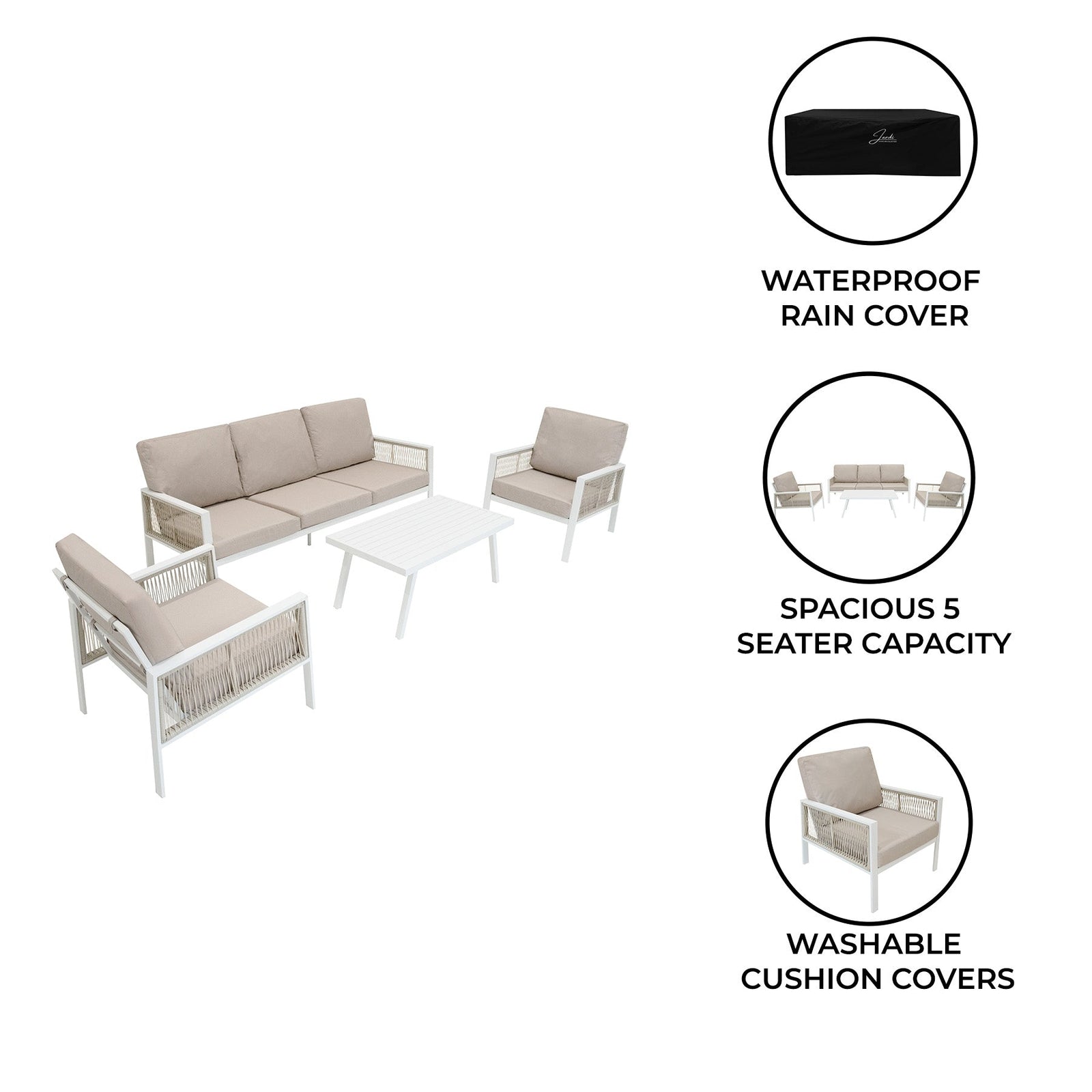 Aluminium 4 Piece Sofa Set | White