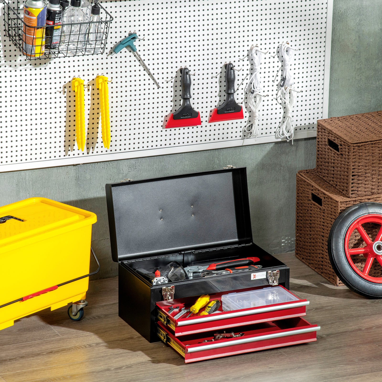 Lockable 2 Drawer Tool Chest With Ball Bearing Slide Drawers | Black