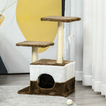 Cat Tree W/ Sisal Scratching Posts, House, Perches, Toy Mouse | Brown