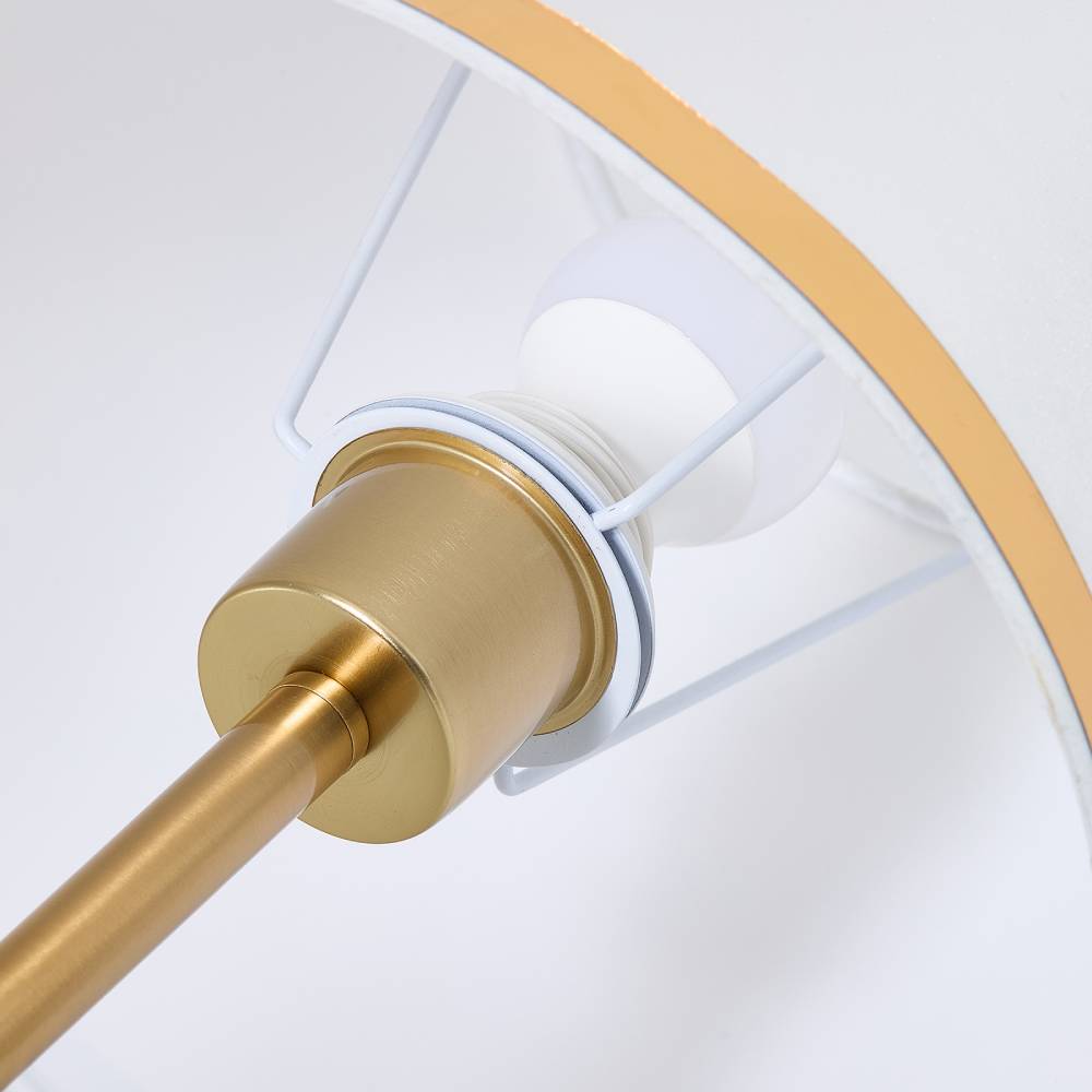 White & Gold Led Table Lamp With Cone Shade – Adjustable Colour Temperature, Push-button Control