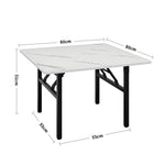 80*80*50cm Square Folding Coffee Table With Marble Effect Top | 80cm x 80cm | Black & White