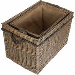 Wicker Rectangular Rope Handled Log Basket | Set of 2 | Brown