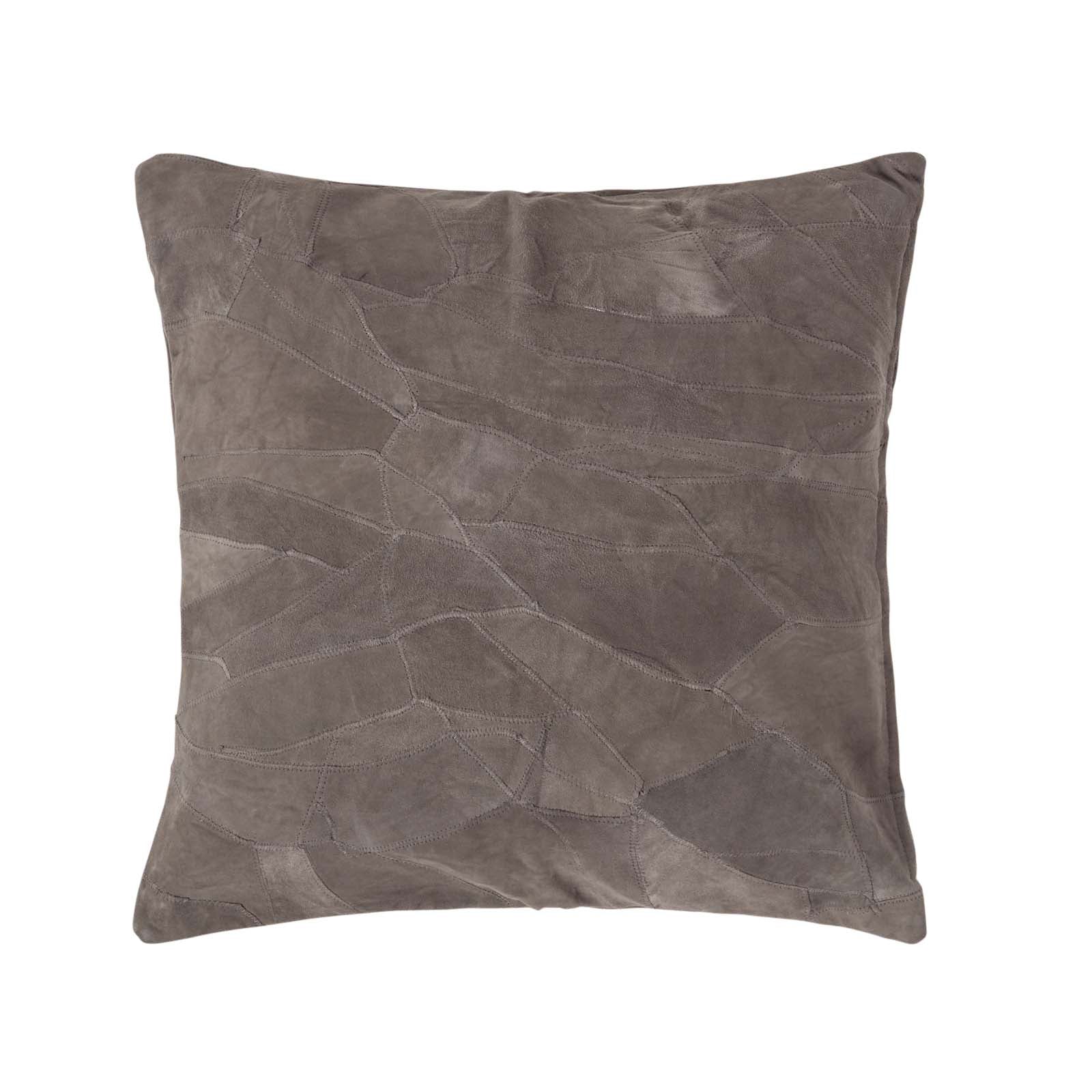 Real Leather Suede Cushion With Feather Filling | 45cm x 45cm | Grey