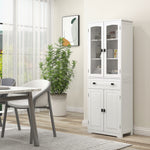 Storage Cabinet With Shelves, Drawer, Glass Door