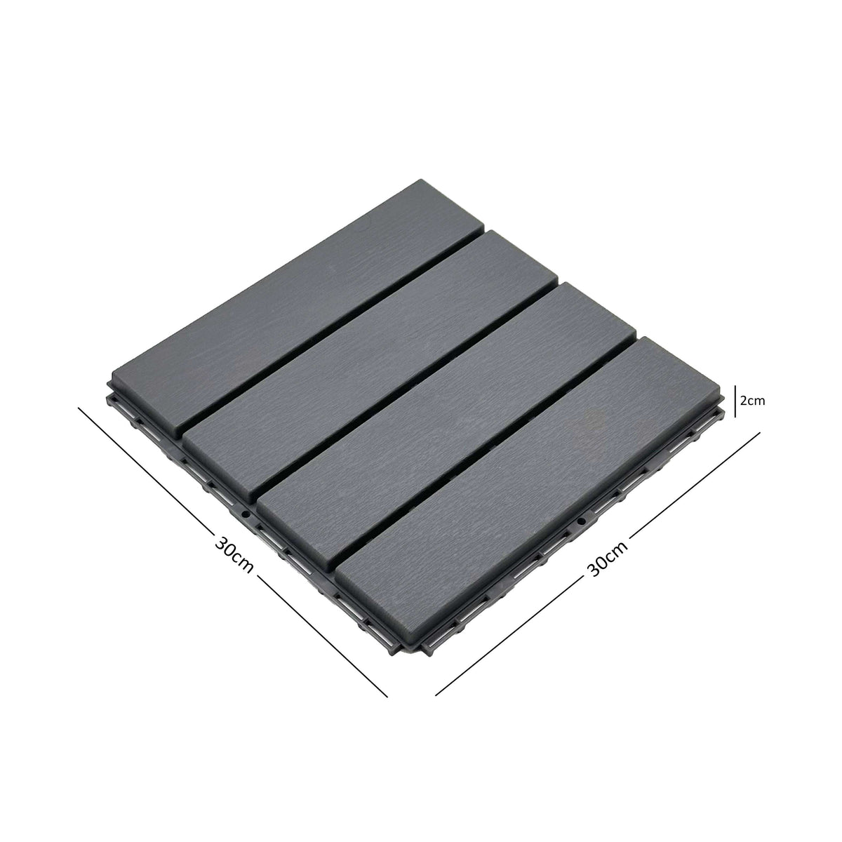 Polydeck Pvc Interlocking Decking Tiles - Grey | Set of 1 | Grey