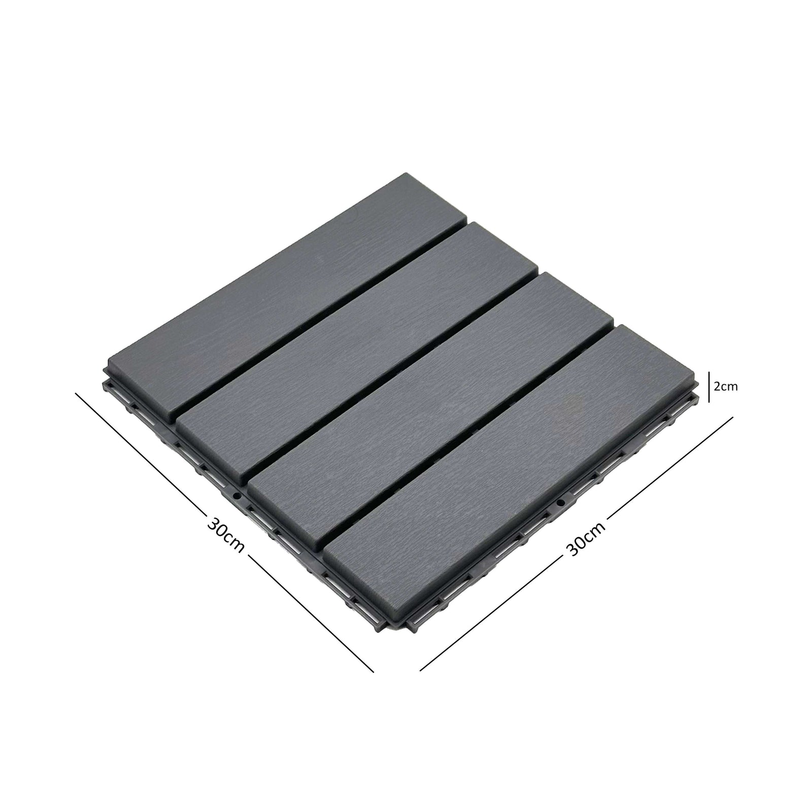 Polydeck Pvc Interlocking Decking Tiles - Grey | Set of 36 | Grey