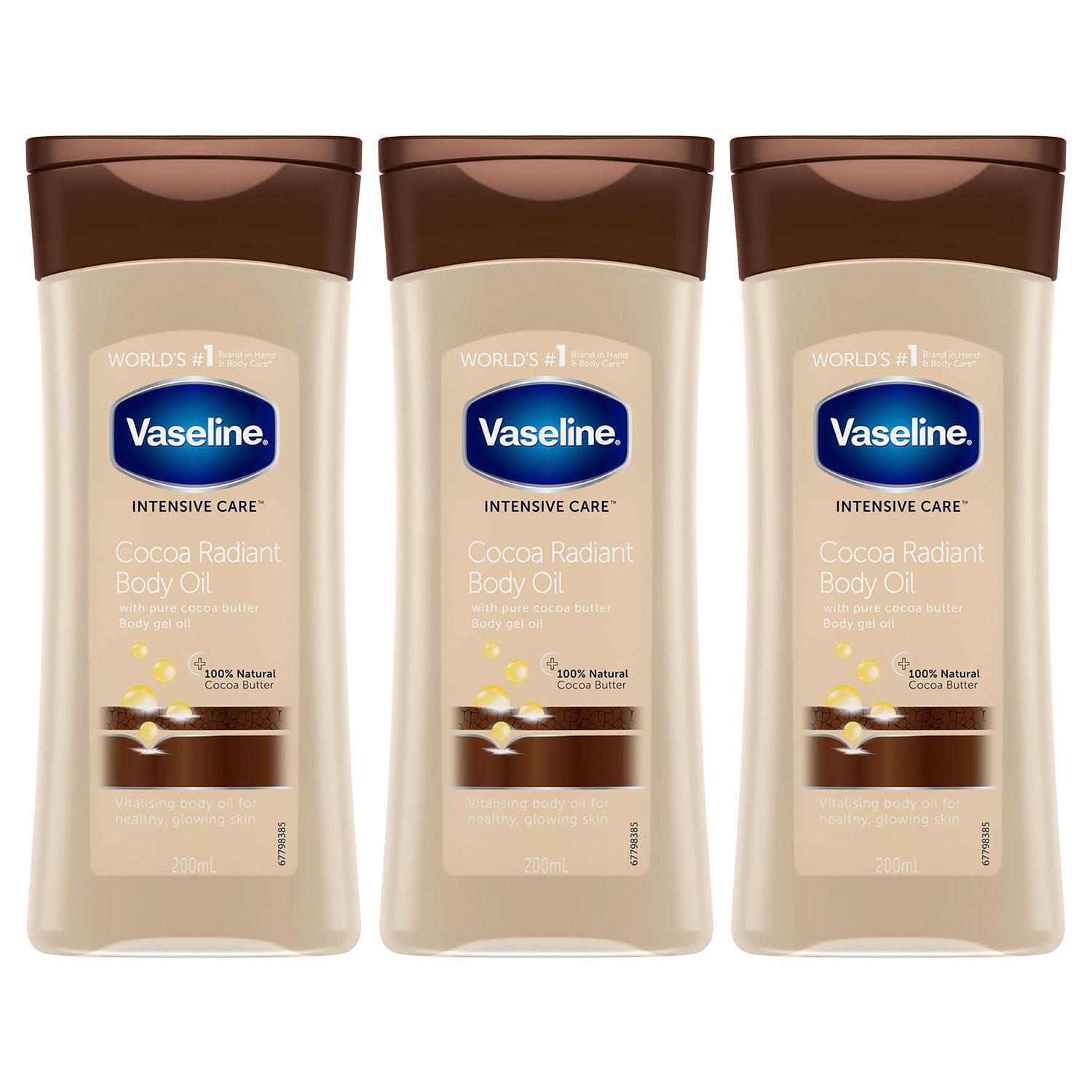Body Gel Oil Intensive Care Cocoa Radiant Pure Cocoa Butter 200ml, 3pk