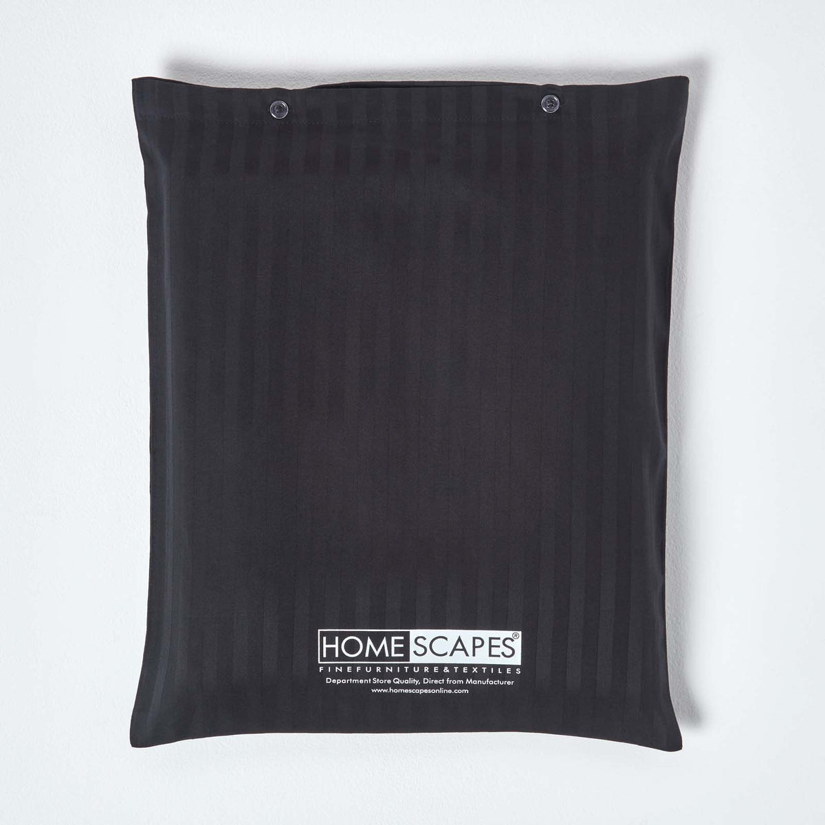 Egyptian Cotton Stripe Duvet Cover With Pillowcase, 330 Tc | Double | Black