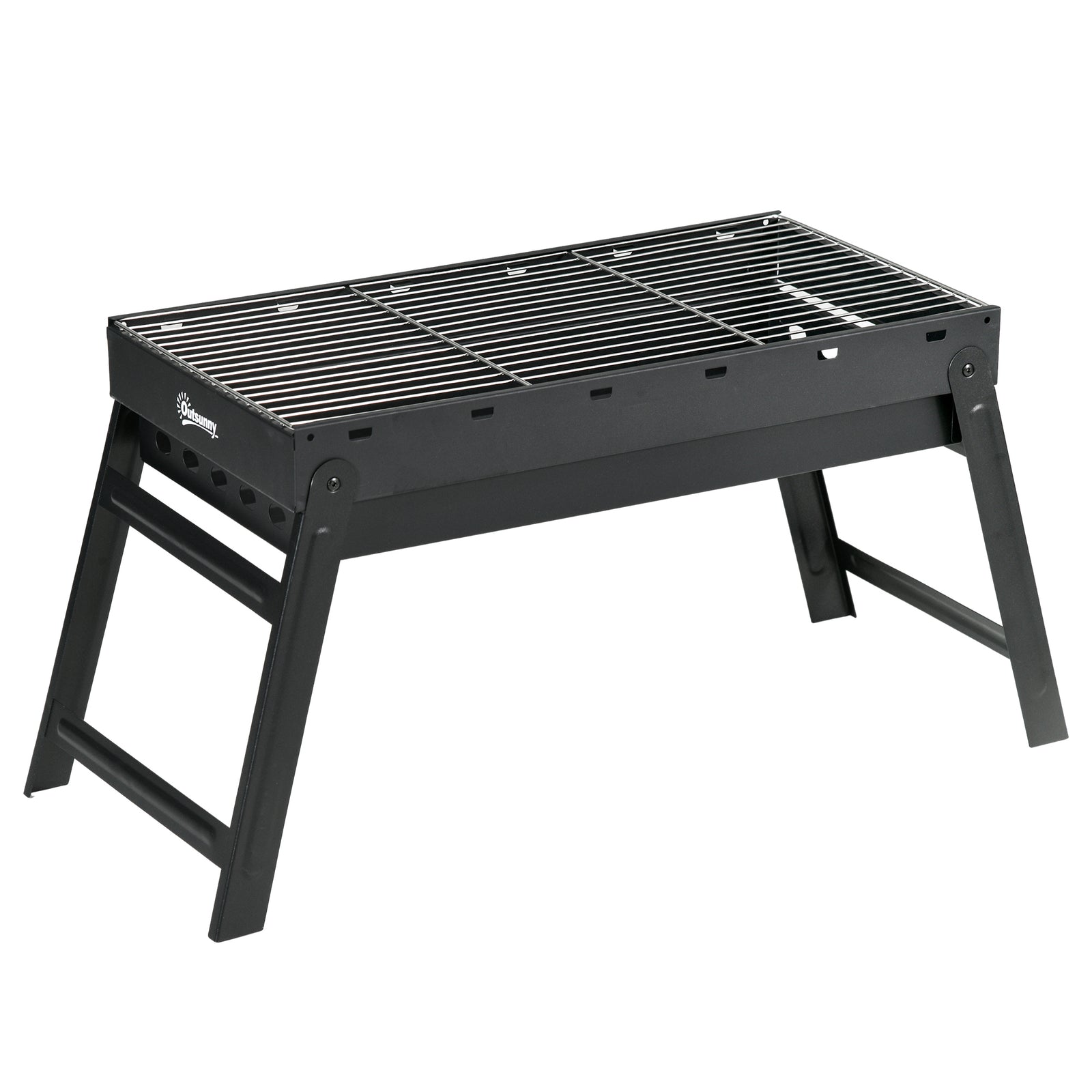 Galvanised Folding Camping Bbq, Black