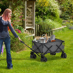 Outdoor Pull Along Folding Garden Trolley For Beach Camping | Dark Gray