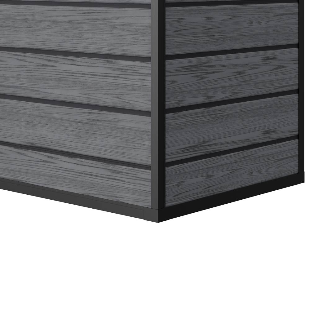 5x3ft Outdoor Plastic Storage Shed With Floor & Window, Lockable, Wood Grain Design