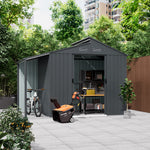Breeins Outdoor Galvanized Steel Storage Shed With Lean-to