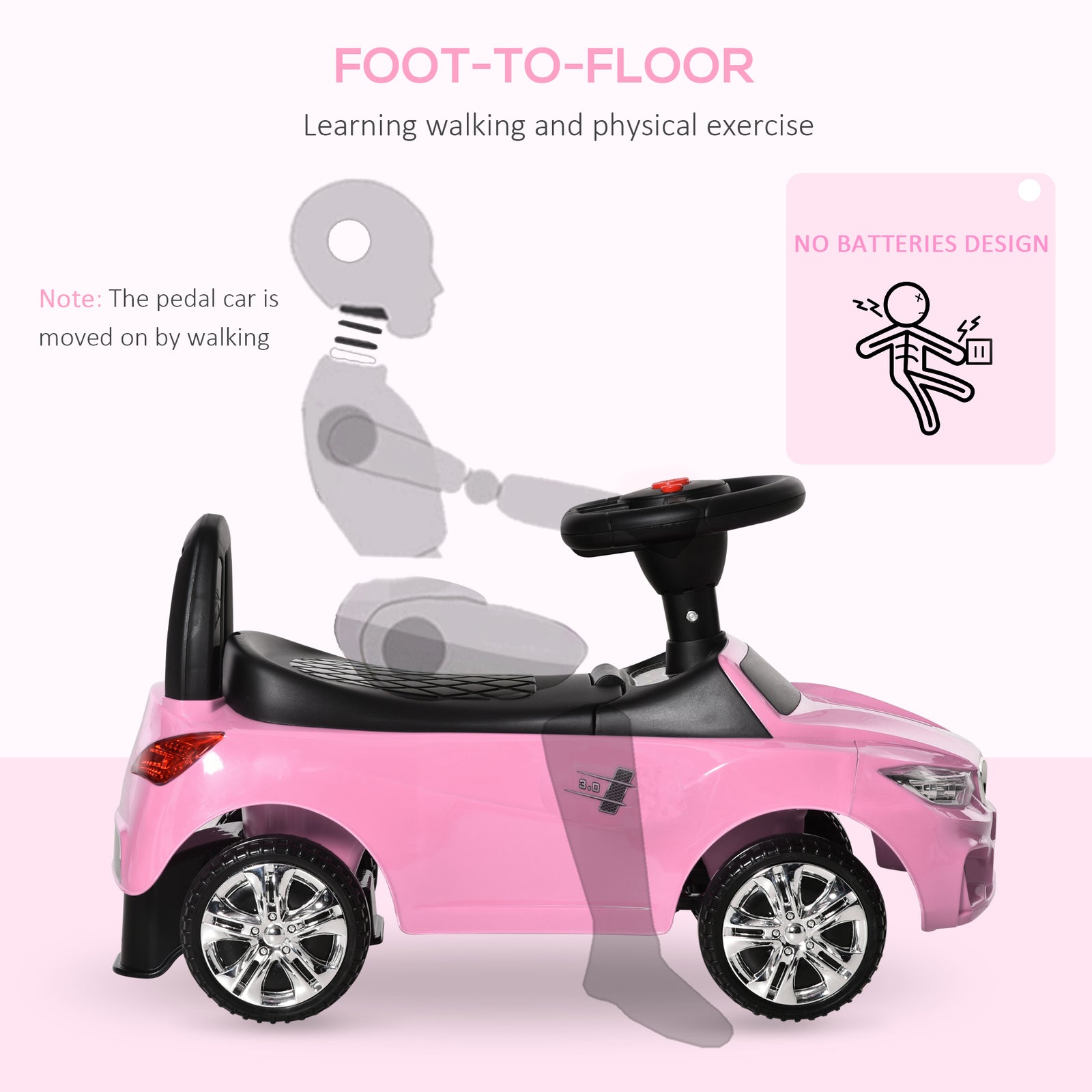 Ride On Car Baby Toddler Walker Foot To Floor Sliding Car Slider | Pink