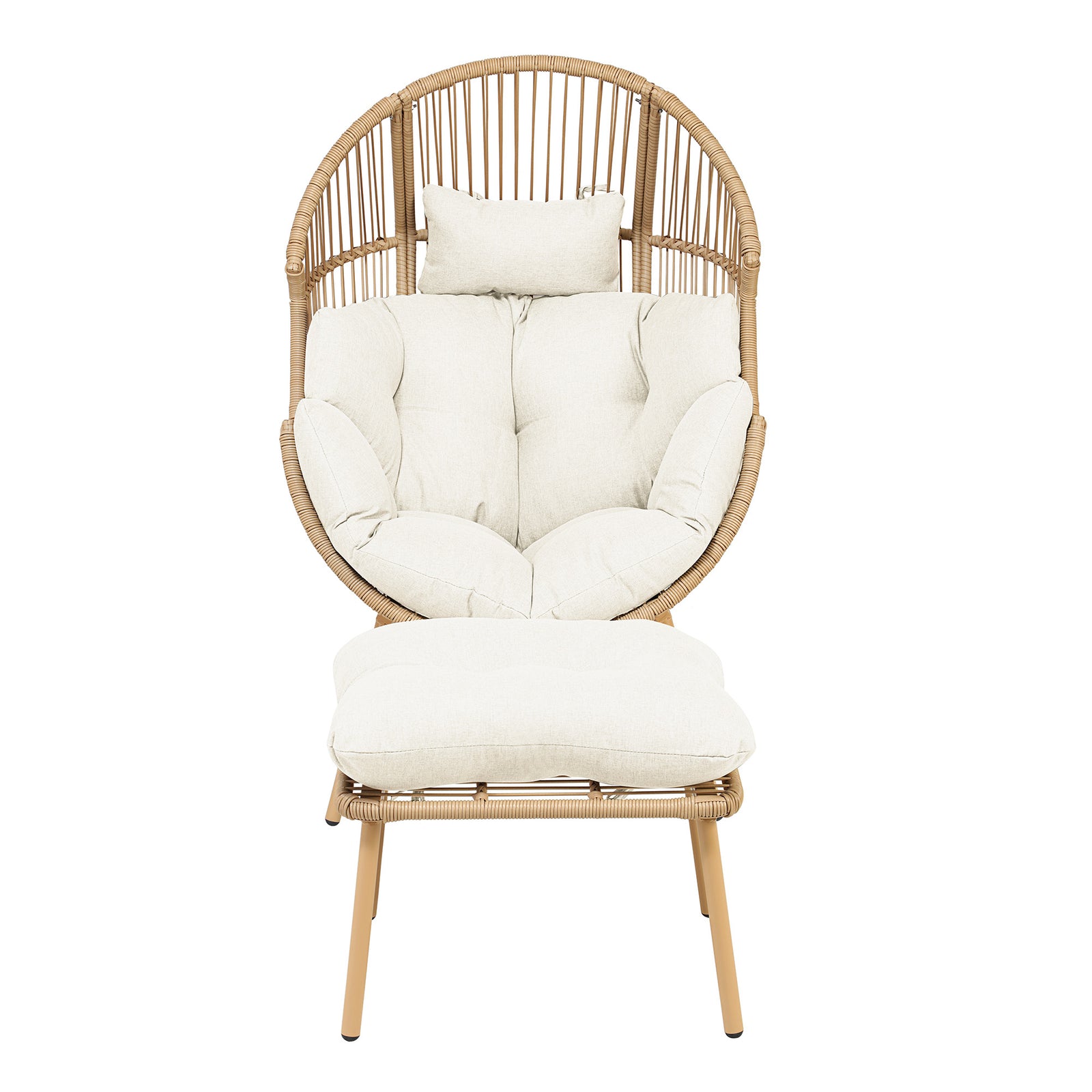 Nestara Standing Egg Chair And Stool | One Size | Cream