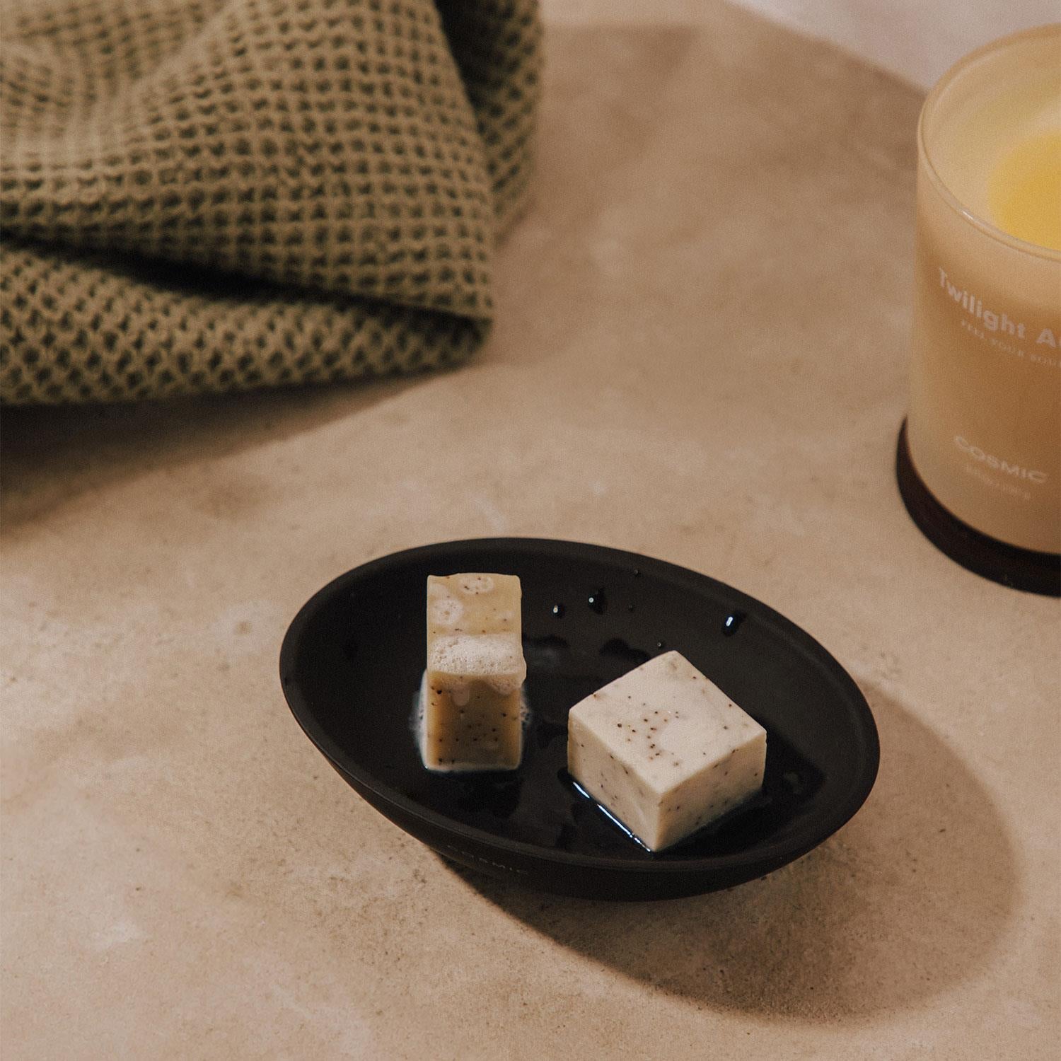 Soap Dish, Matt Grey, Unique Design, Soft-finish Coating, Saku Collection