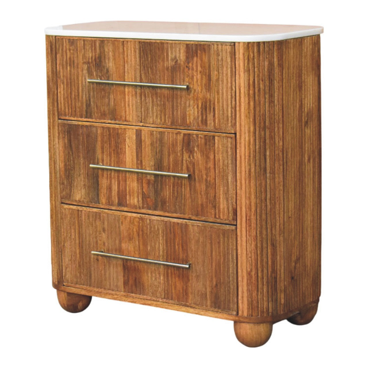 Beaumont Marble Chest, 3 Drawers, White and Beige | Brown