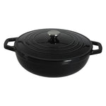 Cast Iron Enameled Dutch Oven Bread Baking Casserole Pot Self-basting Lid | Black